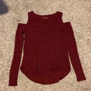 Hollister red cold shoulder top size small
